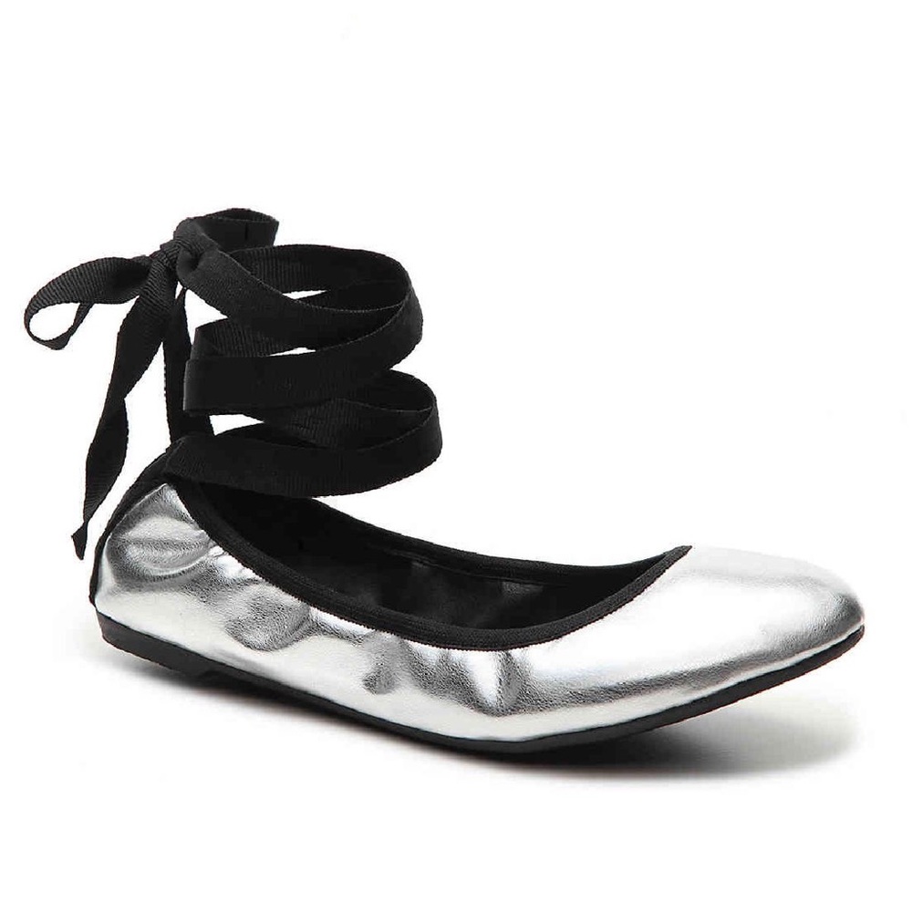 Steve Madden Florrah Ballet Flat Silver Shoes 7